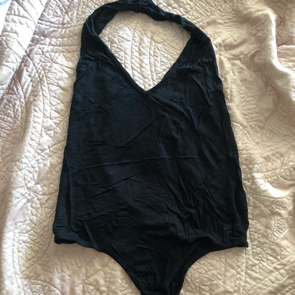 Black halter bodysuit